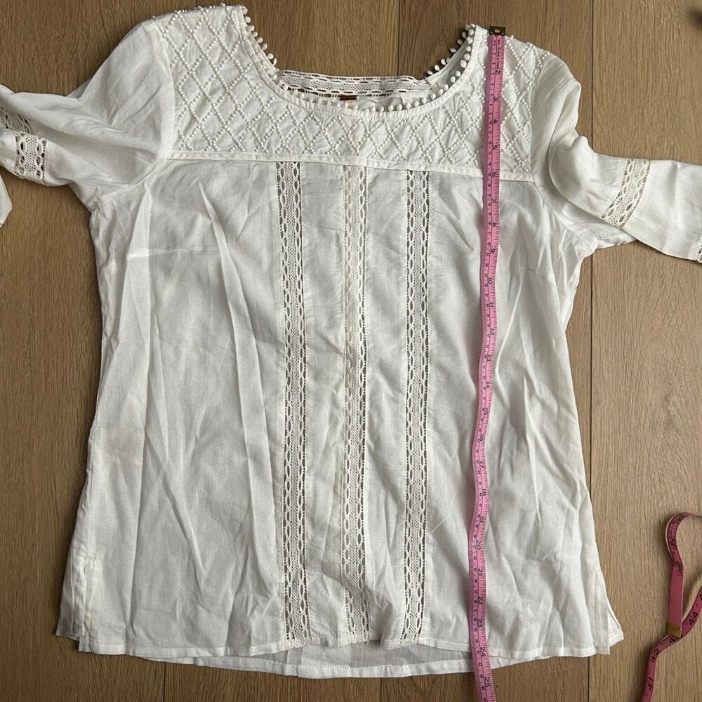 Free People 100% Cotton Embroidered Lace Peasant Blouse - Picture 9 of 9